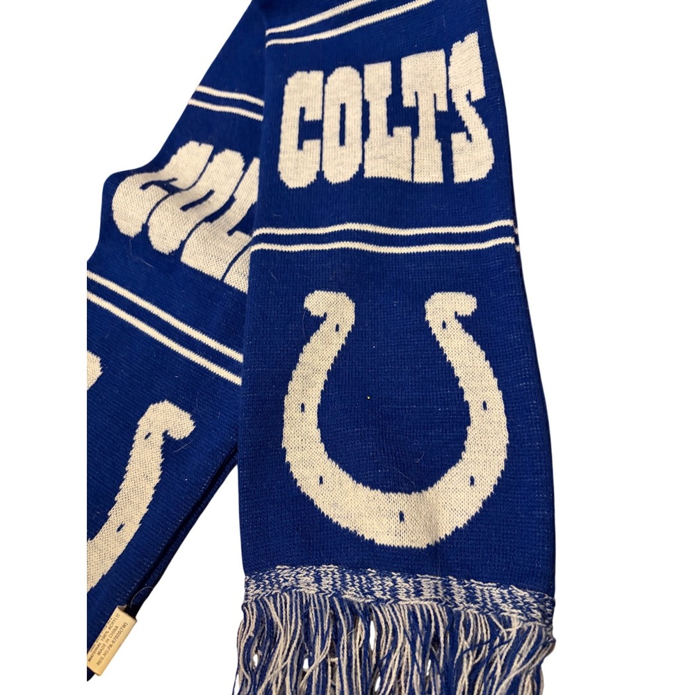 Forever Collectibles Indianapolis Colts NFL Knit‎ Scarf Blue White Fringe NWT